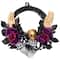 22" Skull with Hands & Purple Roses Halloween Twig Wreath